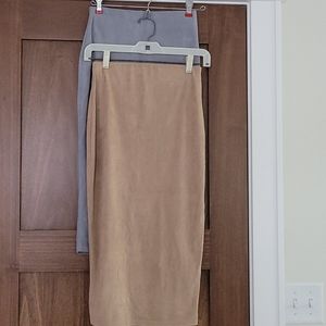 Midi faux suede skirt